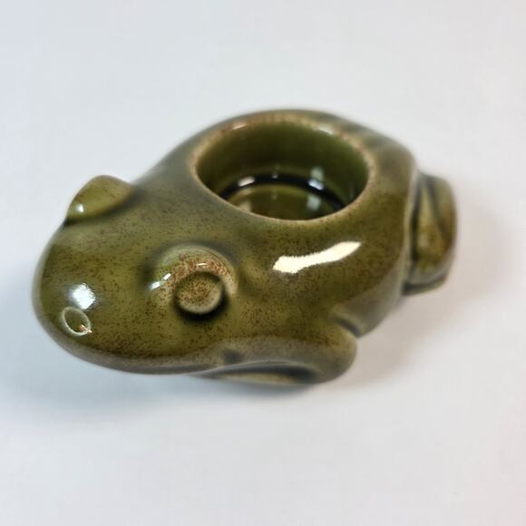 Partylite Frog Votive Candle Holder Green Ceramic Tea Light Retired - Picture 2 of 8